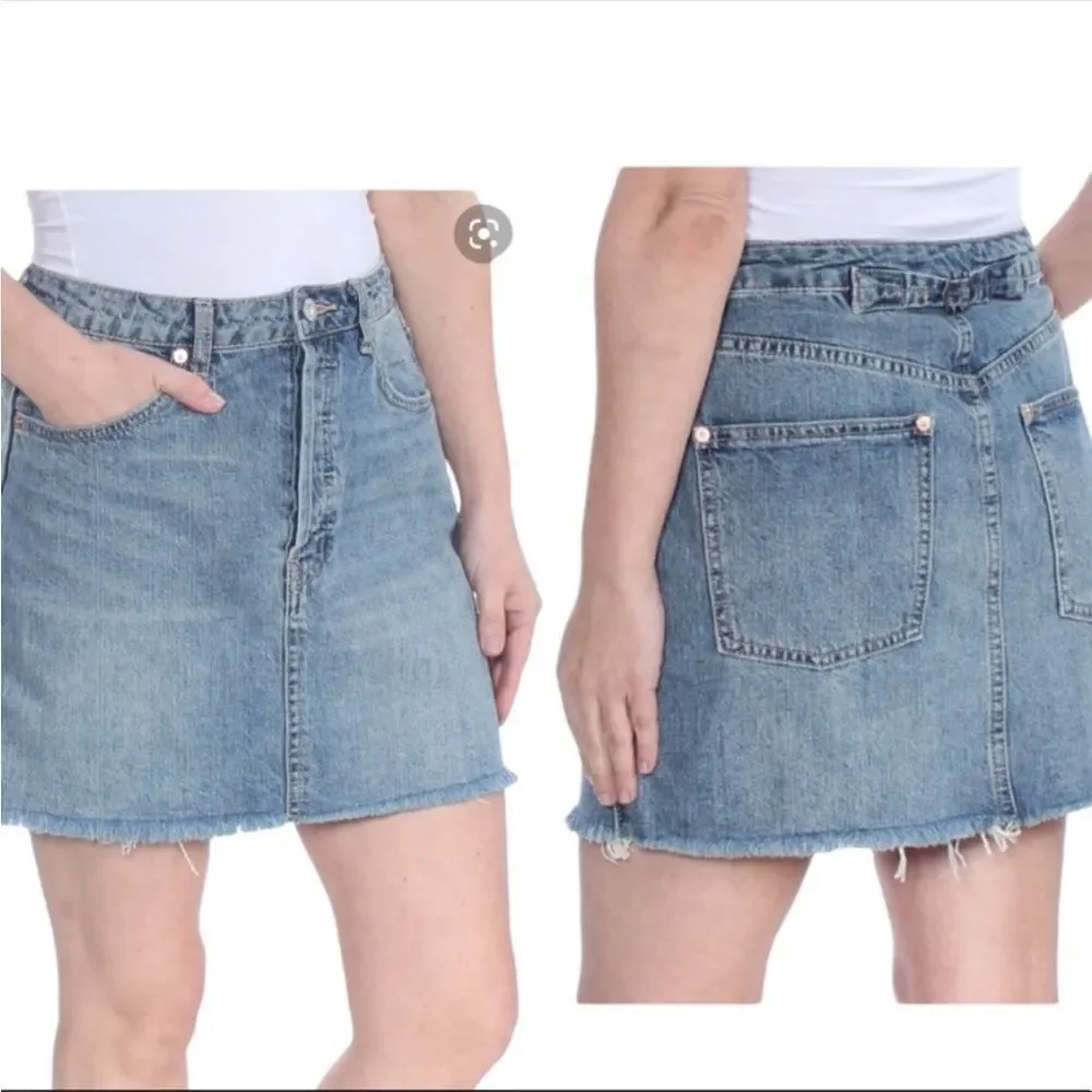 FREE PEOPLE | WE THE FREE Denim Fray Hem Jean Mini Skirt Women’s Size 29 (8)